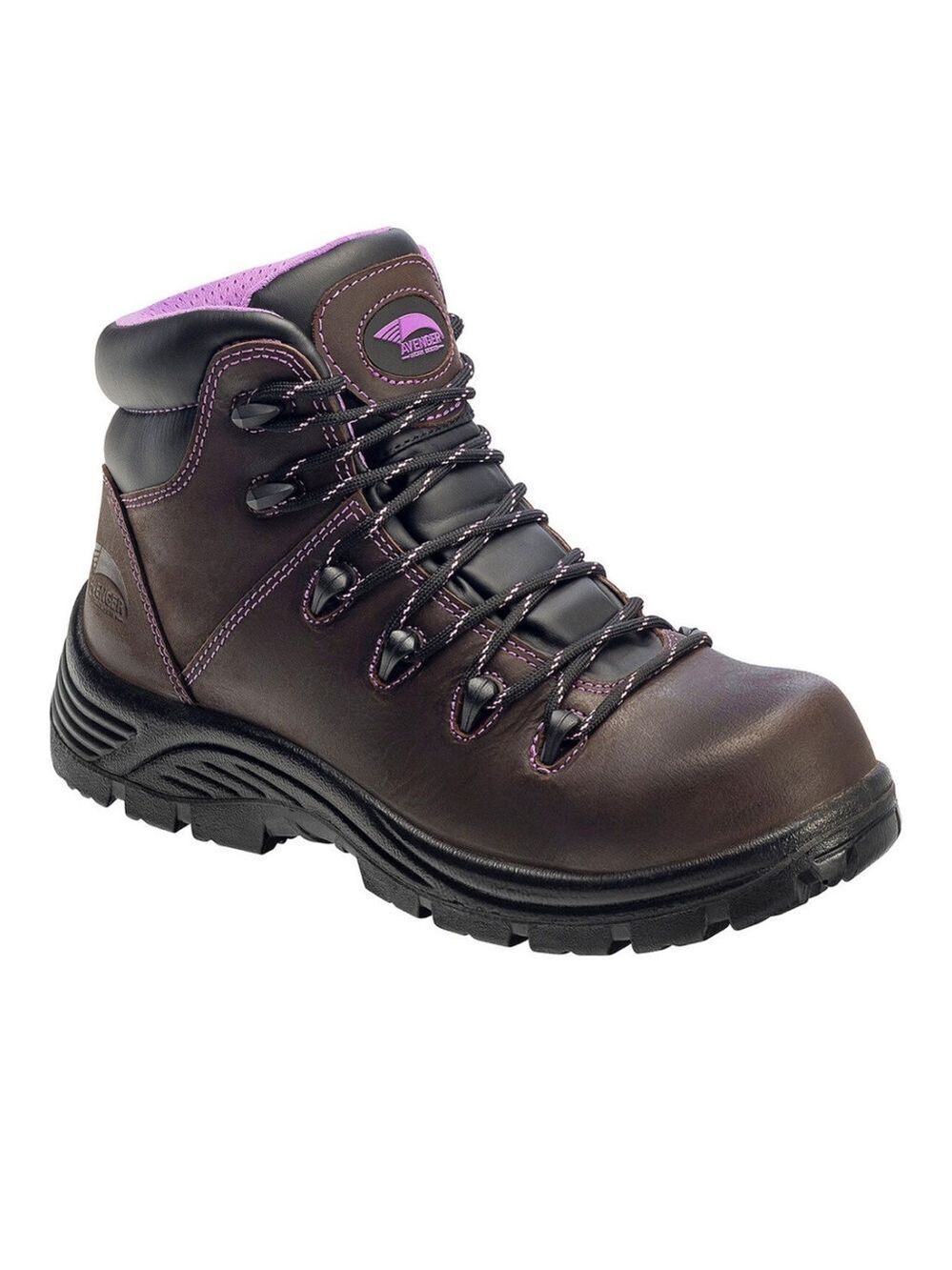 AVENGER Women’s Framer CT Brown Pink Insulated Work Comp Toe Work Boots Size 7.5